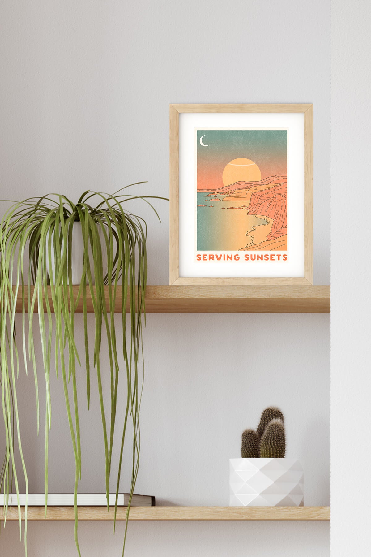 Serving Sunsets Tennis landscape Boho beach art artist print sold by Ace the Moon Premium tennis brand Los Angeles