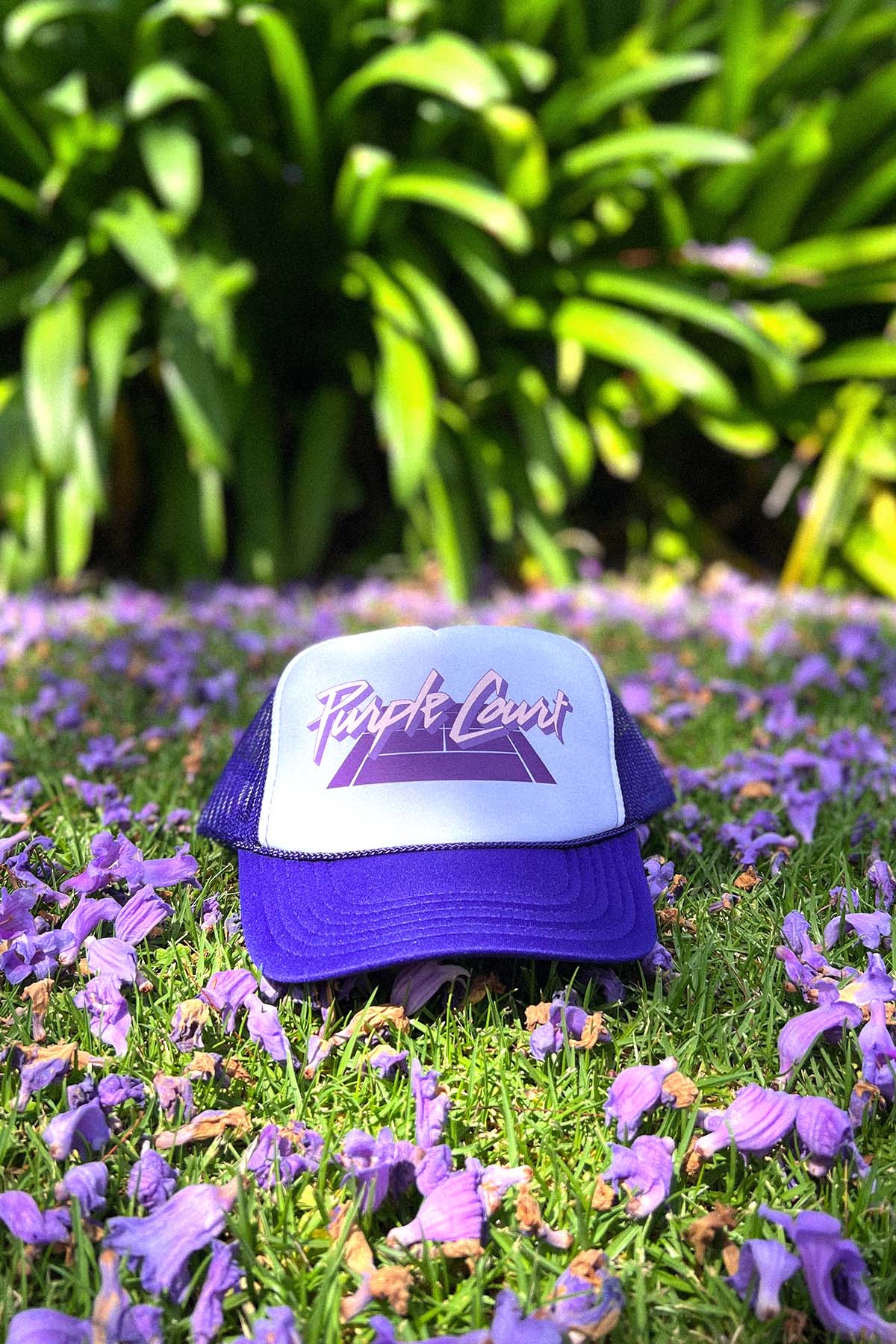 Purple Court Retro Tennis Trucker Hat by Ace the Moon Vintage Tennis and pickleball apparel brand los angeles california
