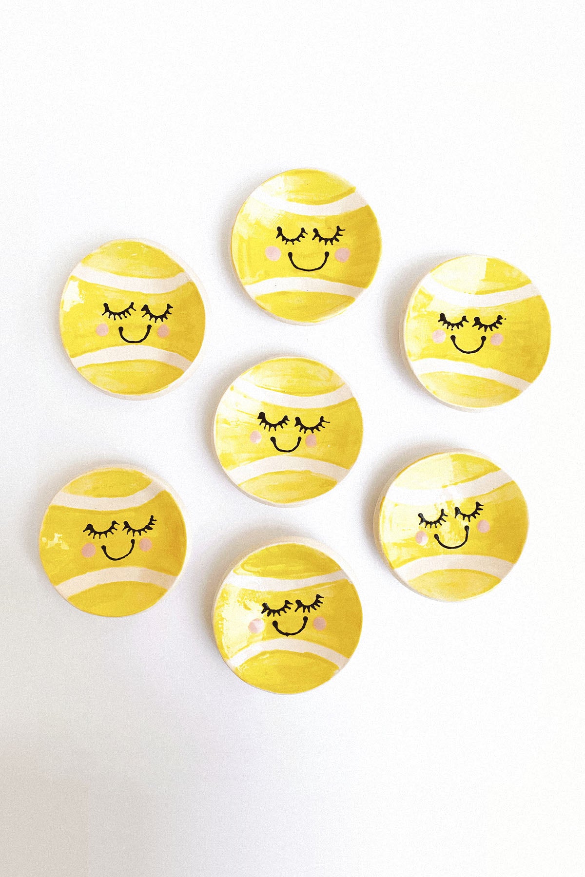 Smile, Smile, Smile Tennis Ball Ring Dish sold by Ace the Moon Tennis brand LA