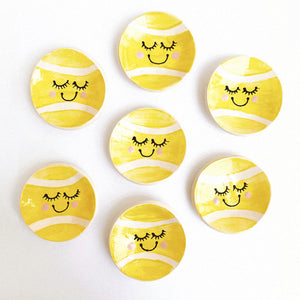 Smile, Smile, Smile Tennis Ball Ring Dish sold by Ace the Moon Tennis brand LA