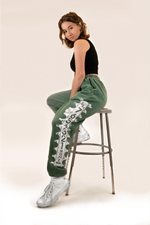 Tennis Score Tube Sweatpants in green by Ace the Moon LA premium tennis and pickleball apparel brand