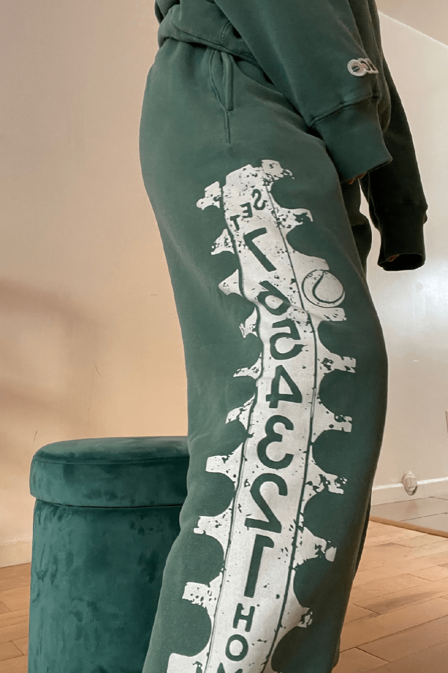 Tennis Score Tube Sweatpants in green by Ace the Moon LA premium tennis and pickleball apparel brand