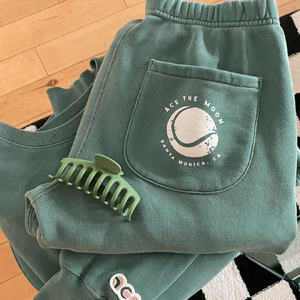 Tennis Score Tube Sweatpants in green by Ace the Moon LA premium tennis and pickleball apparel brand