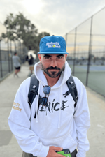 stoked 4 strokes tennis hat by Ace the moon tennis and pickleball apparel brand los angeles california. blue nylon hat
