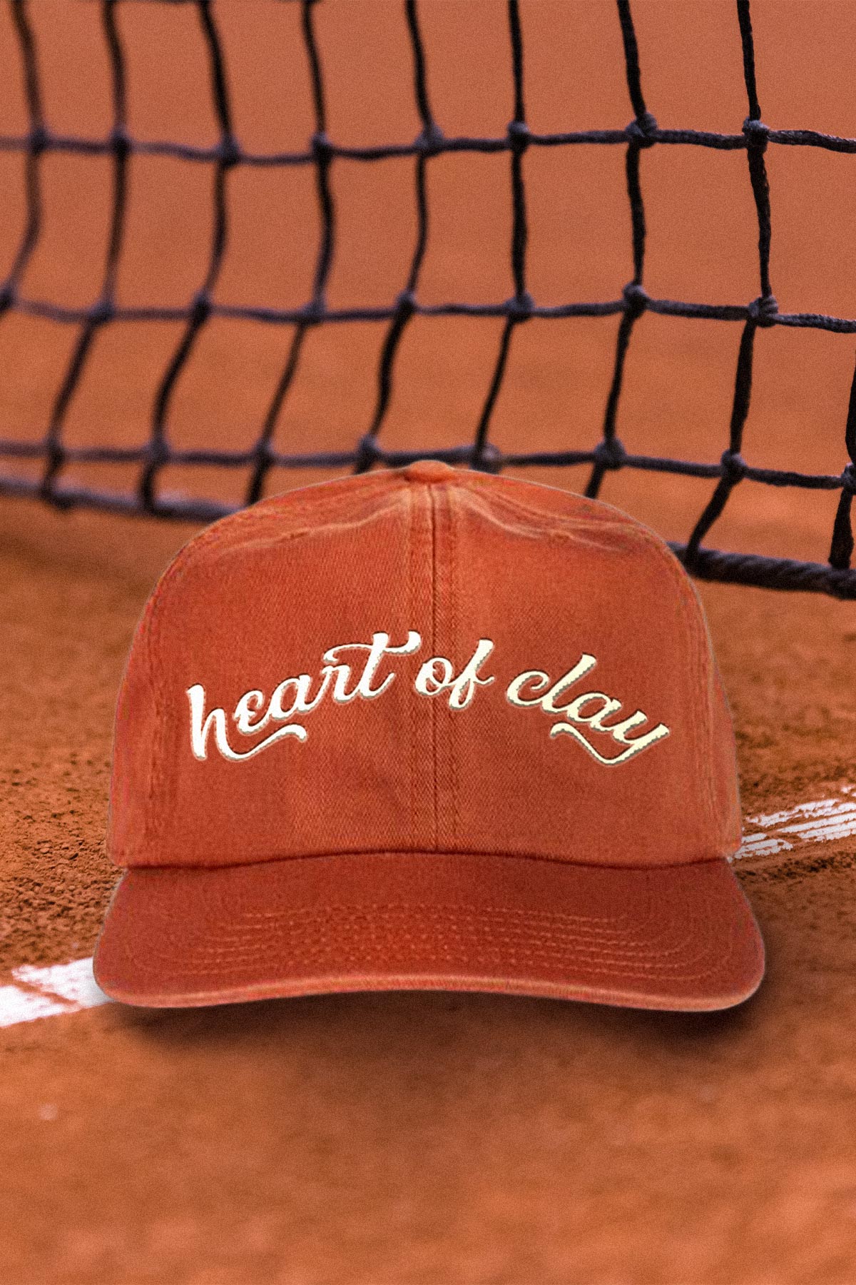 heart of clay dad hat, tennis hat by Ace the moon tennis apparel company