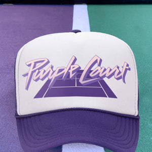 Purple Court Retro Tennis Trucker Hat by Ace the Moon Vintage Tennis and pickleball apparel brand los angeles california
